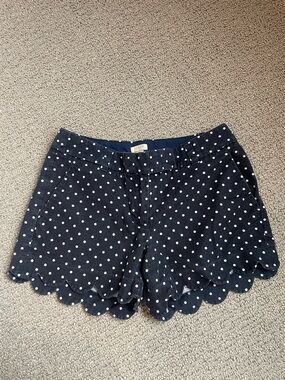 J. Crew Navy Polka Dot Scalloped Shorts